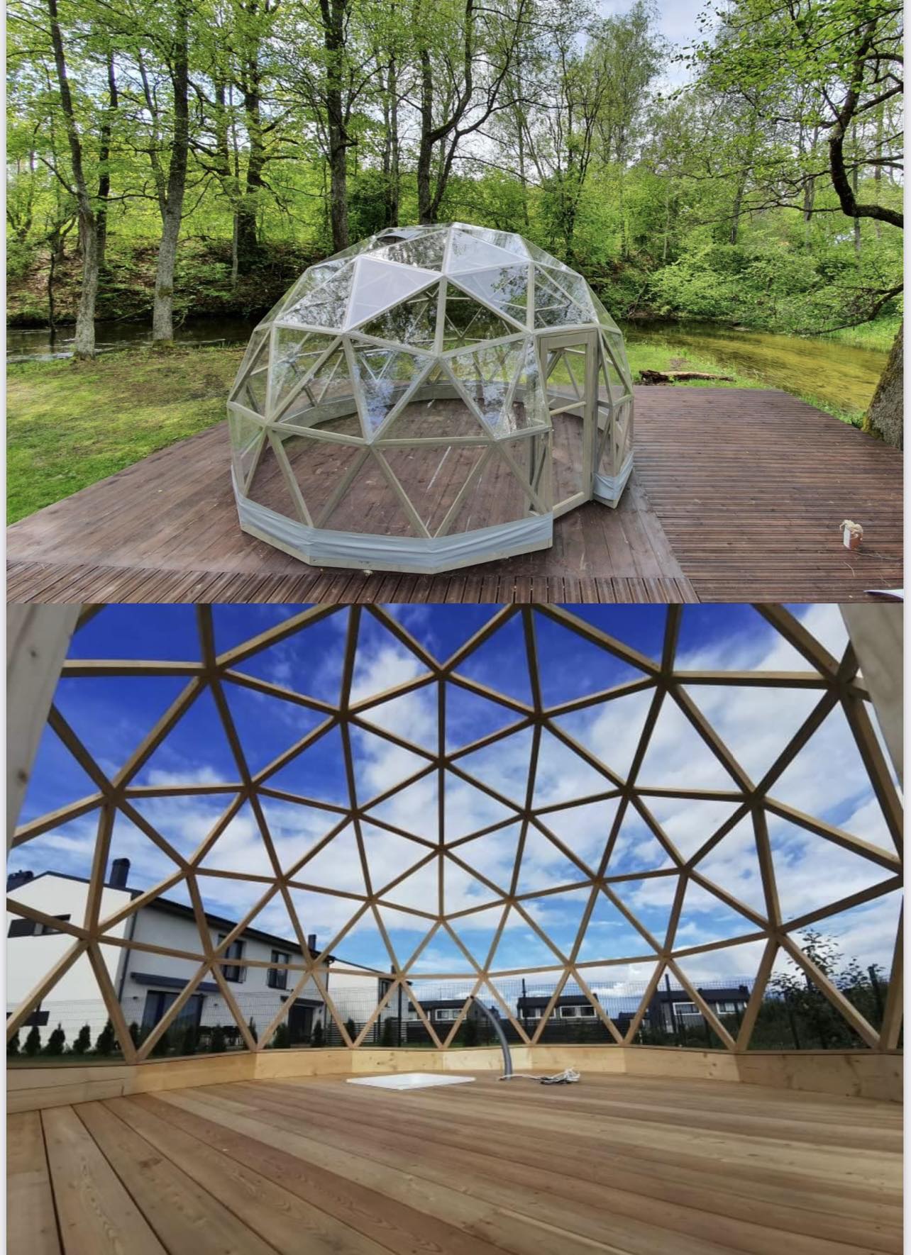 BEECH WOOD GEODESIC DOME WITH PVC AWNING FOR SALE IRELAND - Geo Domes  Online - Custom Geodesic Domes Ireland - Geodesic domes for sale